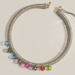 Hoop earrings with rainbow coloured stones